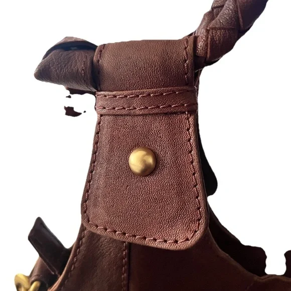 Modalu London Brown Leather Shoulder Bag with Braided Detail - Picture 6 of 15
